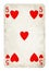 Five of Hearts Vintage playing card - isolated on white