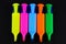 Five highlighter pens.