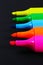 Five highlighter pens.