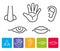 Five human senses smell, sight, hearing, taste, touch vector icons