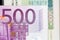 Five hundred euro bill on euro visa background