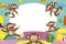 Five little monkeys in the room. Photo Frame For Kids.