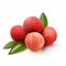 Five Lychee Fruits On White Background - Cranberrycore Style