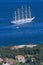 Five-masted ship in the Bay near the town of Kotor, Montenegro