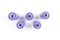 Five medium purple sewing threads on a white coils on a white background. Sewing supplies