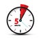 Five Minutes Clock Icon Isolated