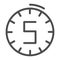 Five minutes clock line icon. Time vector illustration isolated on white. Watch outline style design, designed for web