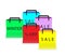 Five multicolored shopping bags