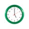 Five o\'clock on green wall clock