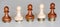 Five pawns of chess pieces on columns of coins symbolizing a slight income inequality