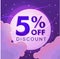 Five percent discount Numbers against the night sky