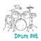 Five piece drum kit sketch icon