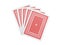 Five playing cards on white with clipping path