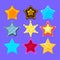 Five-Point Colorful Cartoon Star Collection For Flash Video Game Rewards , Bonuses And Stickers