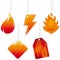 Five price tags with flame forms. Blank and isolated