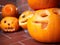 Five Pumpkins carved for Halloween