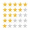 Five rating star. Customer review, rating, quality and level concept