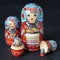 Five red matryoshka. Traditional Russian toy. Black concrete background