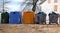 five rubbish bins for municipal solid waste and for the separate