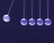 Five Silver Newtons Cradle Shows Blank Spheres Copyspace For 5 L