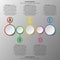 Five simple 3d paper circles on colorful time line for website presentation cover poster design infographic illustration co
