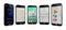 Five smartphones isolated