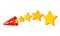 A five star customer rating product jump out of a megaphone. 5 gold stars rating