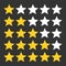 Five star rating set. Review rating, feedback and opinioin rank. 5 in a row. Vector image