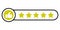Five Star Rating with thumbs up icon. Rating stars badges customer positive feedback for quality service. Rate us speech bubble