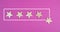 Five stars on apink colored background, hand put the last star in the row, evaluation