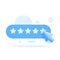 Five stars, glossy blue colors. Click button Customer rating feedback concept from the client about employee of website. Realistic