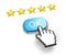 Five stars rating. Button OK and hand cursor.