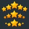 Five Stars Rating Gold icon. 3D cartoon game design ui elements. Win Prizes, Ratting, Award, Success concept. Vector