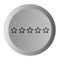 Five stars rating icon metal silver round button metallic design circle isolated on white background black and white concept