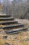 Five-step staircase covered with moss in the autumn