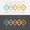 Five step Timeline Infographic set. Dash line round circle. Colorful big rhombus square segment. Template. Flat design. Black Whit