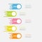 Five step Timeline Infographic. Vertical colorful comet shape with round circle. Template. Flat design. White background.