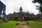 Five stepped pyramid. Bakong temple, Roluos Group, Siem Reap, Cambodia. First of the large mountain temples