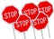 Five stop sign against white background