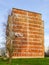 Five-story reinforced concrete panel apartment house with newly sealed panel seams