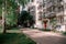 Five-story three-porch panel residential building