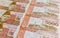 Five thousand Pakistani rupees banknotes close up view with selective focus