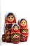 Five traditional Russian matryoshka dolls