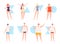 Five Types of Male and Female Body Shapes Set, Hourglass, Inverted Triangle, Round, Rectangle, Triangle, People in