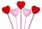 Five valentines hearts