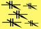 Five variable capacitor electrical symbols against a light yellow backdrop