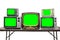 Five Vintage Televisions Isolated with Chroma Green Screens and