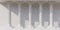 Five white marble pillar Doric rhythm column in row on empty white background, copy space. 3d render