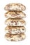 Five whole gingerbread cookies in stack isolated on a white background