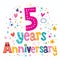 Five years anniversary celebration decorative lettering text design